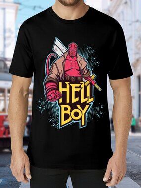 Hellboy Graphic Tee - Black with Red & Yellow Print